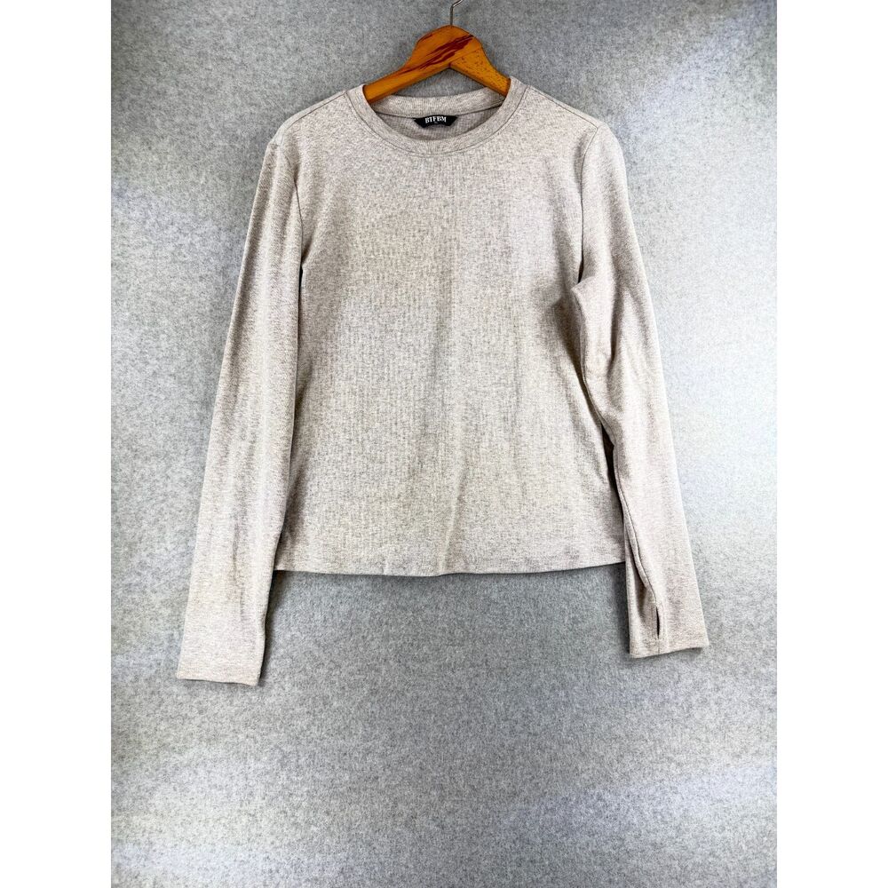 BTFBM Women’s XL Gray Long Sleeve Crew Neck Thumbhole Top 3744